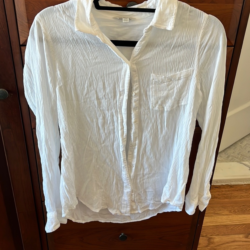 Lucky Brand white gauze button up EUC size S